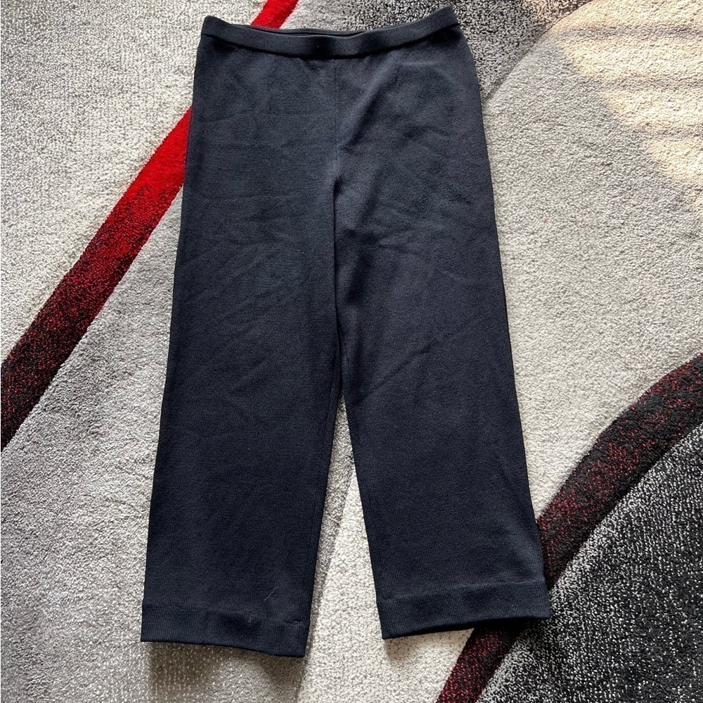 St. John Santana Knit Wide Leg Black Pull On Pants